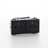 BTICINO - LivingLight dubbel voorbekabelde vlakke contactdoos - 2x 2P+A 16A 250V antraciet