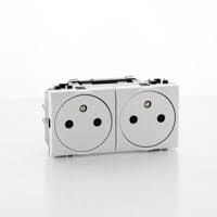 BTICINO - LivingLight dubbel voorbekabelde vlakke contactdoos 2x 2P+A 16A 250V wit