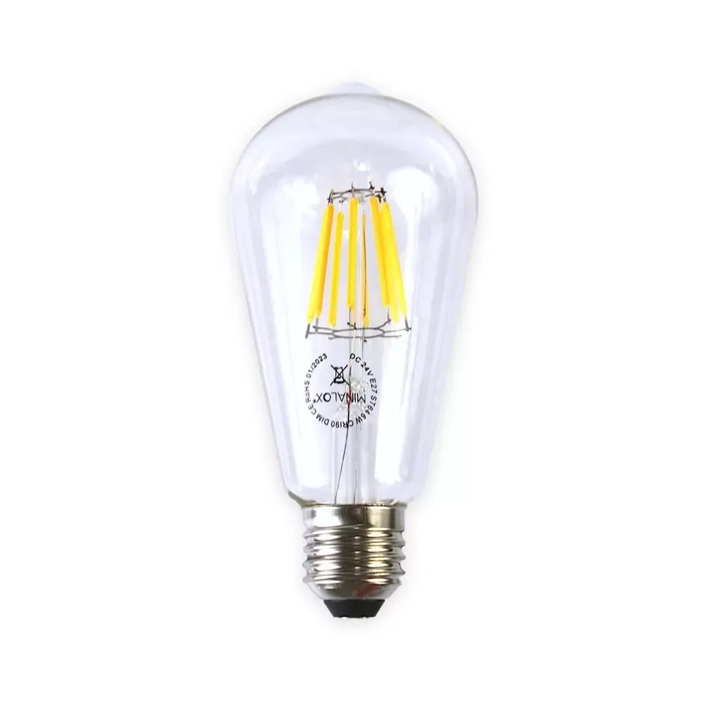 MINALOX LED Filament lamp ST64 E27/6W/24V/WW Loxone Dimbaar