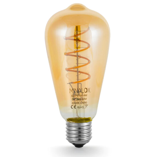 MINALOX LED Filament Lamp Smoky Gold ST64 E27/3.6W/24V/WW Loxone Dimmable