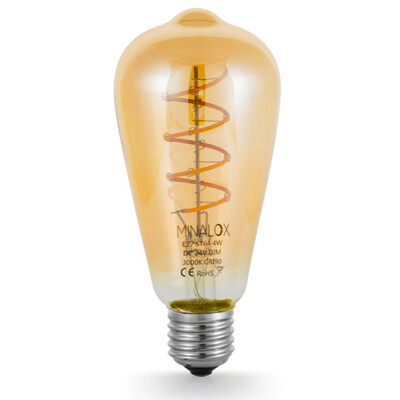 MINALOX LED Filament Lamp Smoky Gold ST64 E27/3.6W/24V/WW Loxone Dimmable