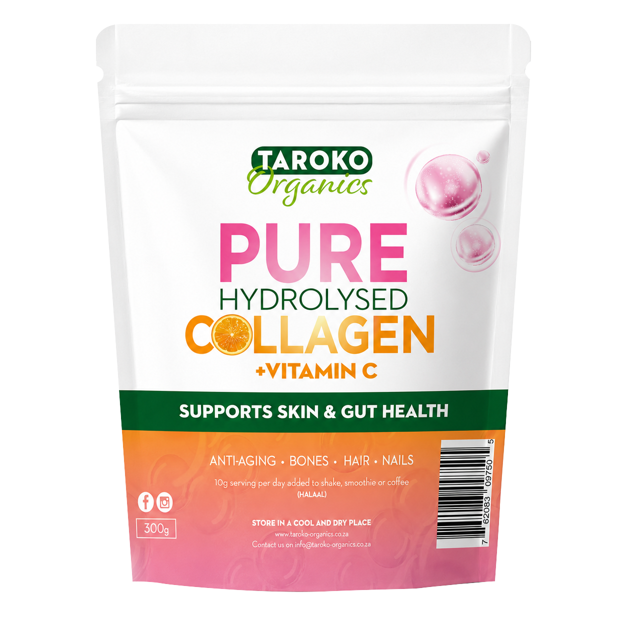 Pure Hydrolyzed Collagen + Vitamin C 300g