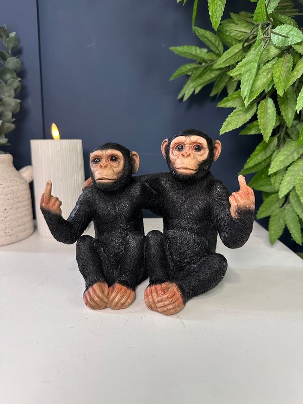 Rude Monkey Duo Ornament – Two Monkeys Flipping the Bird | Funny Friendship or Gag Gift | 20cm Wide
