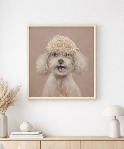 Fluffy Fringe Pup – 3D Textured Dog Framed Canvas Wall Art (60x60cm)