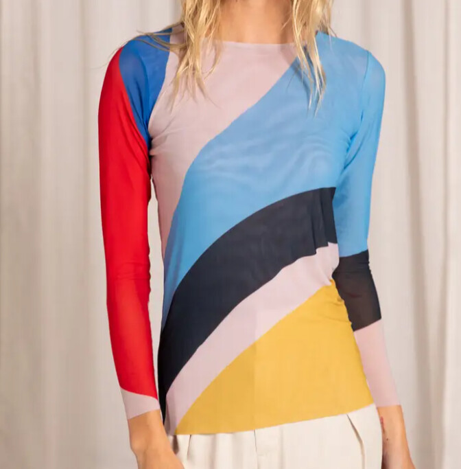 Florence Mesh Tee (multiple colors), Color: Color Block, Size: S/M