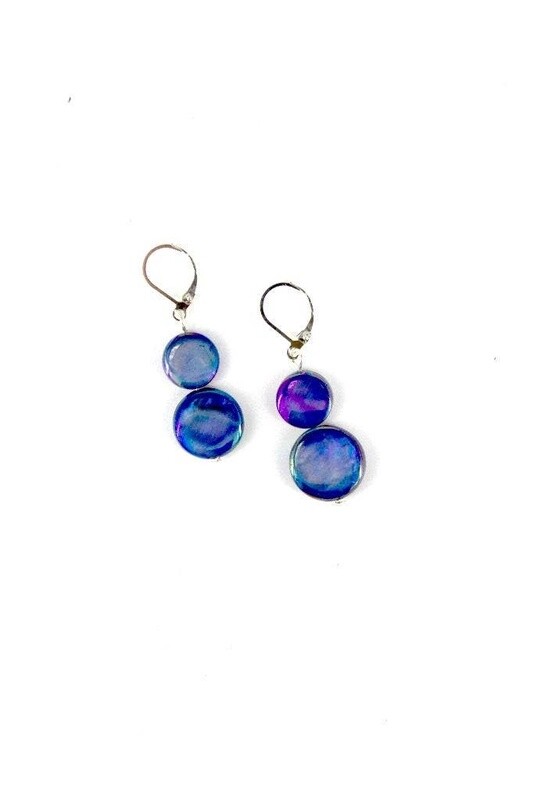 Royal Blue Mother of Pearl Earring