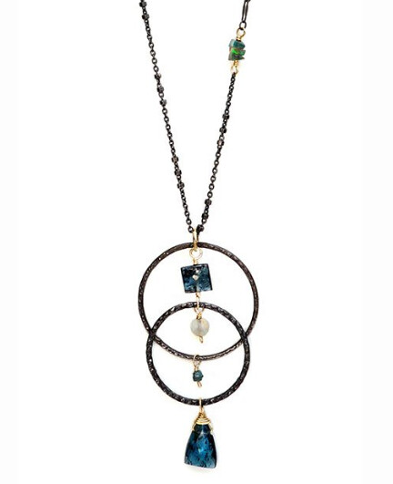 Moss Kyanite and Opal Circles Necklace