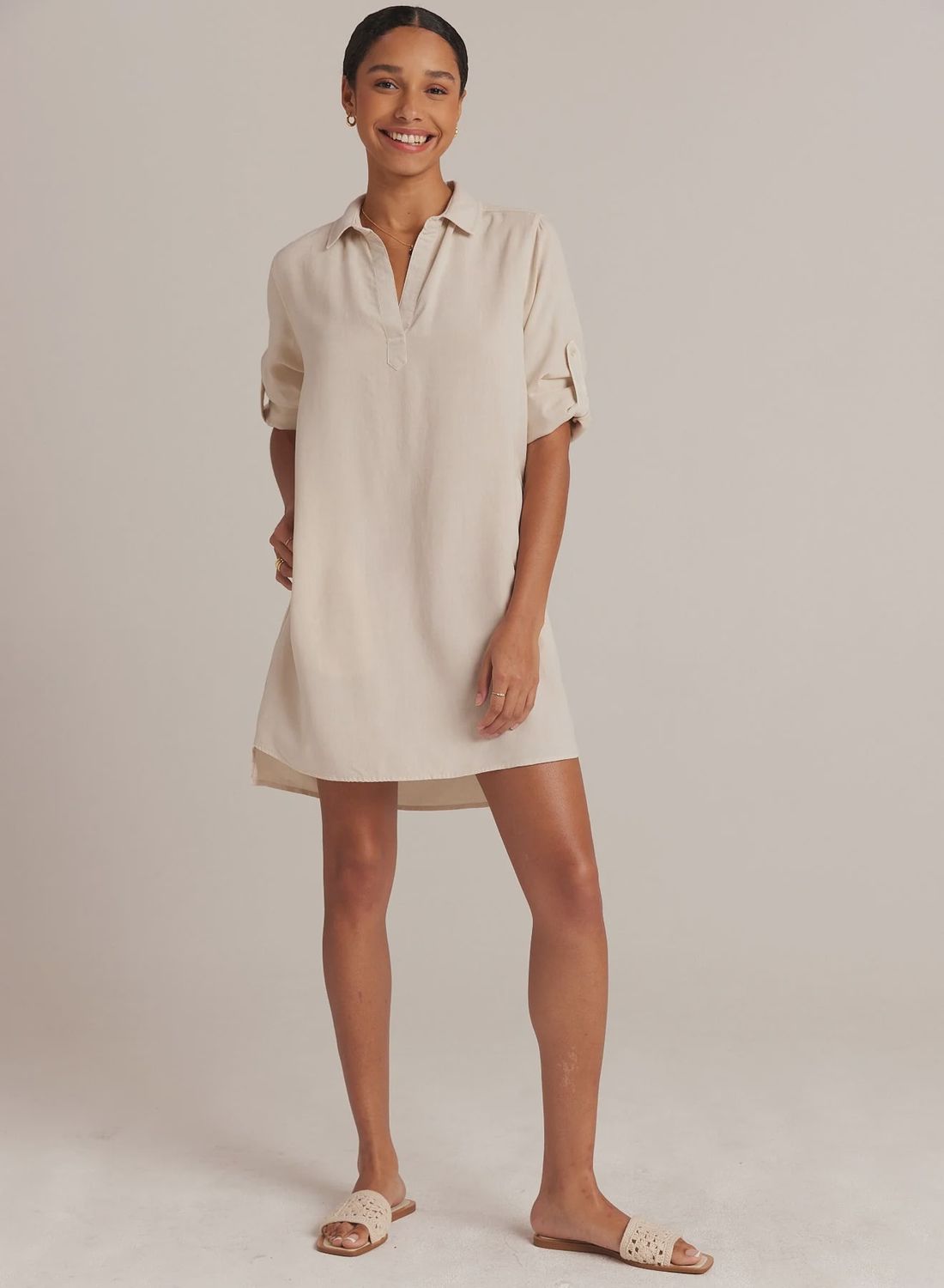 Long Sleeve A-Line Shirt Dress