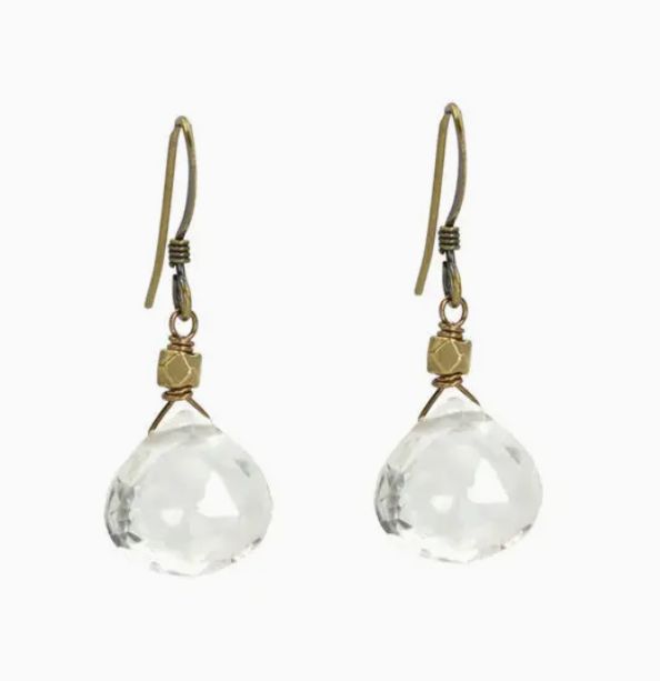 Antique Brass Quartz Earring