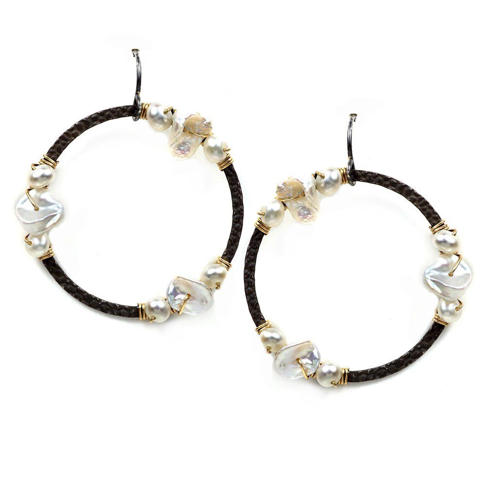 Hoops Pearl Accent Earring