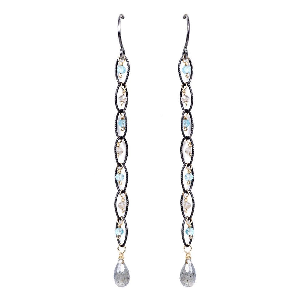 Long Oval Chain Bead Earring