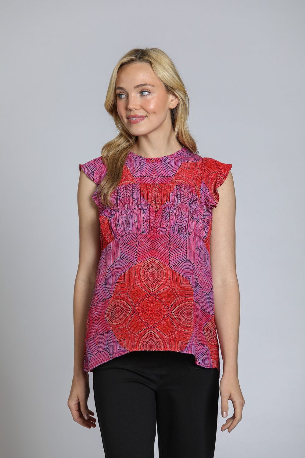 Aztec Flutter Sleeve Top