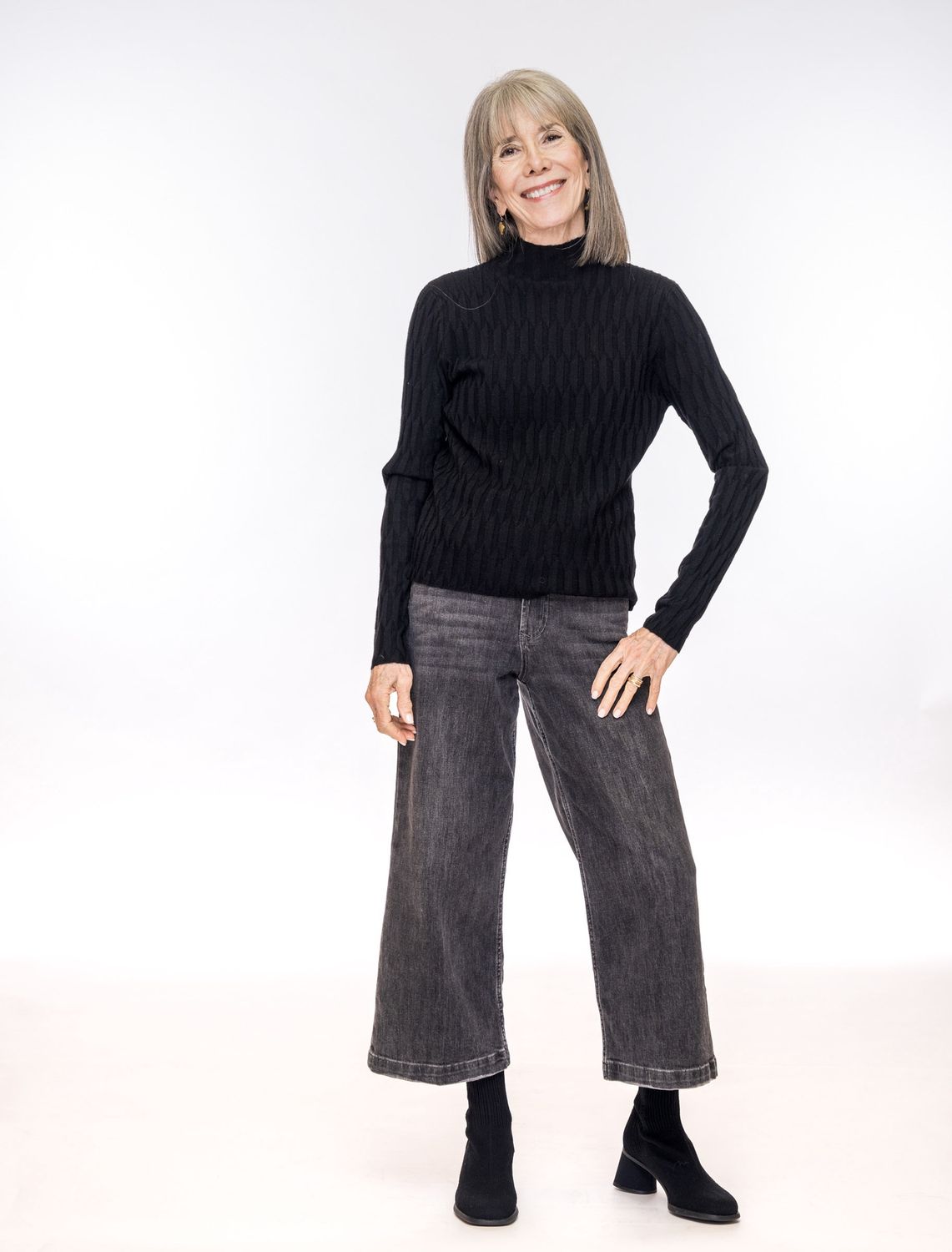 Daza Mock Neck Top, Color: Black, Size: S/M