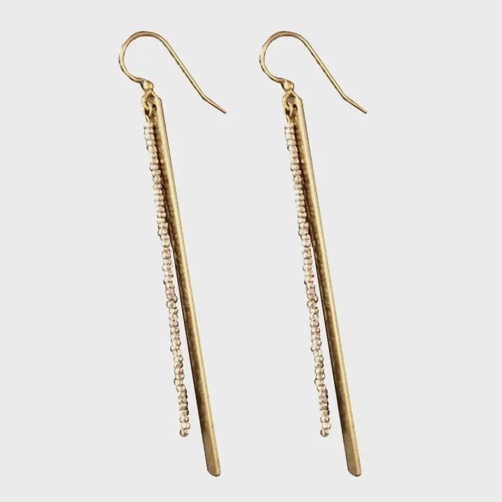 Tiny Beaded Bar Earring