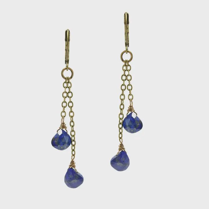 Lapis Double Chain Earring