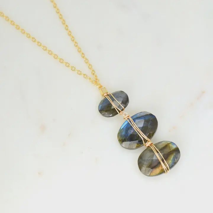 Triple Wrapped Labradorite Necklace