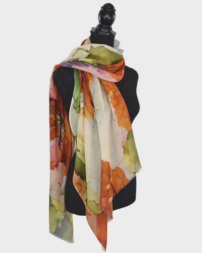 Gigi Watercolor Floral Scarf