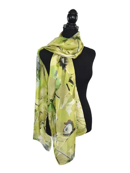 Capaldi Floral Silk Scarf, Color: Lime
