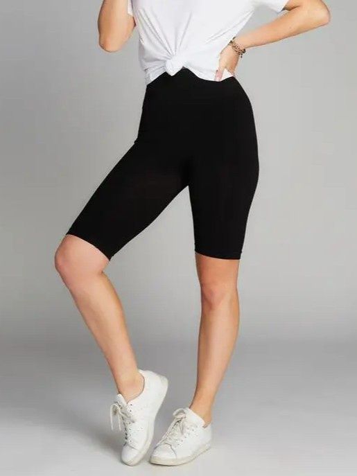 High Waisted Long Short (multiple colors), Color: Black, Size: One Size
