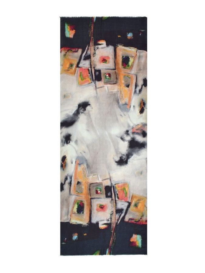Dubai Abstract Scarf Shawl, Color: Black