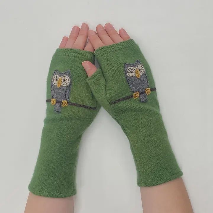 Fingerless Cashmere Owl Gloves