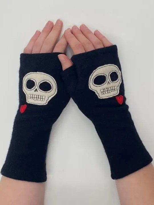 Fingerless Cashmere Skull Glove (multiple colors)