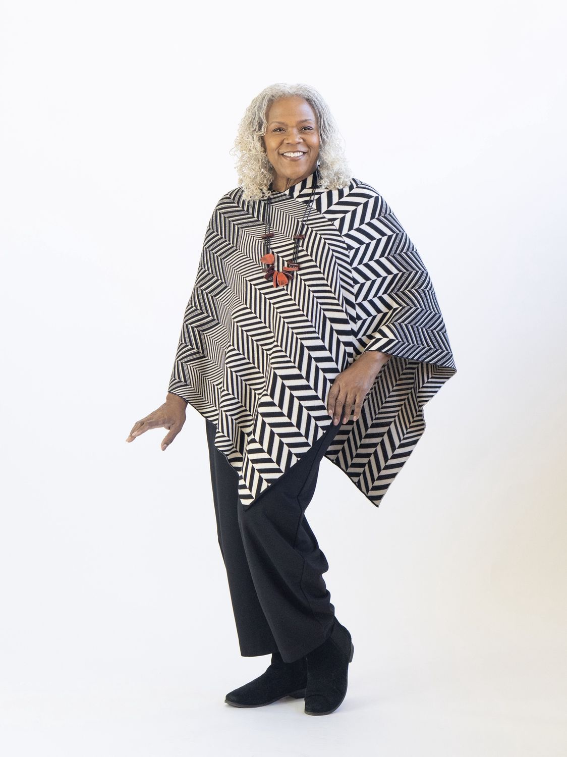 Chevron Poncho, Color: Black, Size: One Size