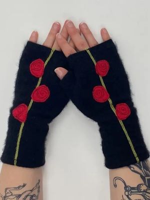Fingerless Cashmere Rosebud Glove