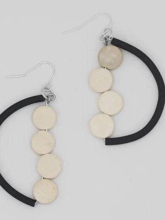 Half Moon Dangle Earring (multiple colors), Color: Black