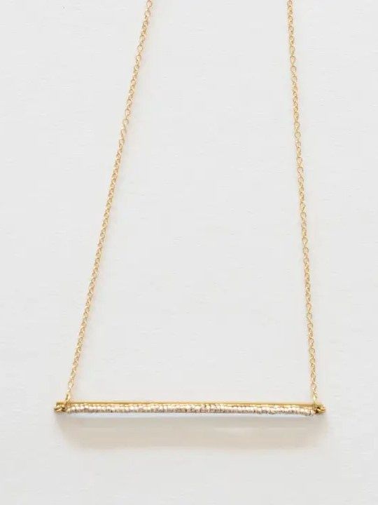Brass Bar Tiny Silver Necklace