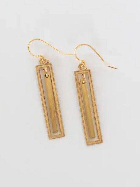 Brass Rectangle Bar Earring