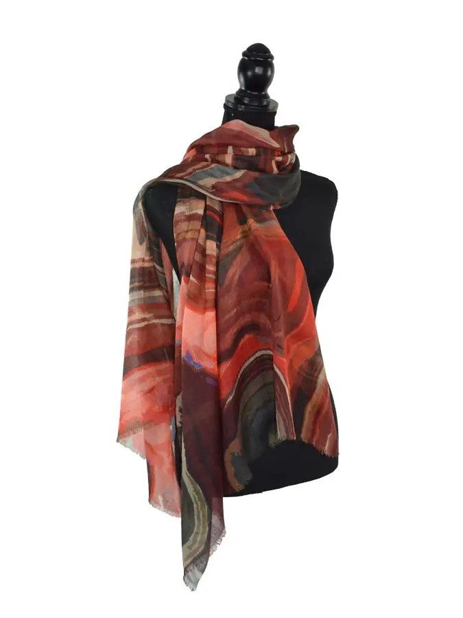 Nevada Abstract Wool Scarf, Color: Red/Black