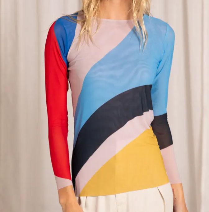 Florence Mesh Tee (multiple colors), Color: Color Block, Size: S/M