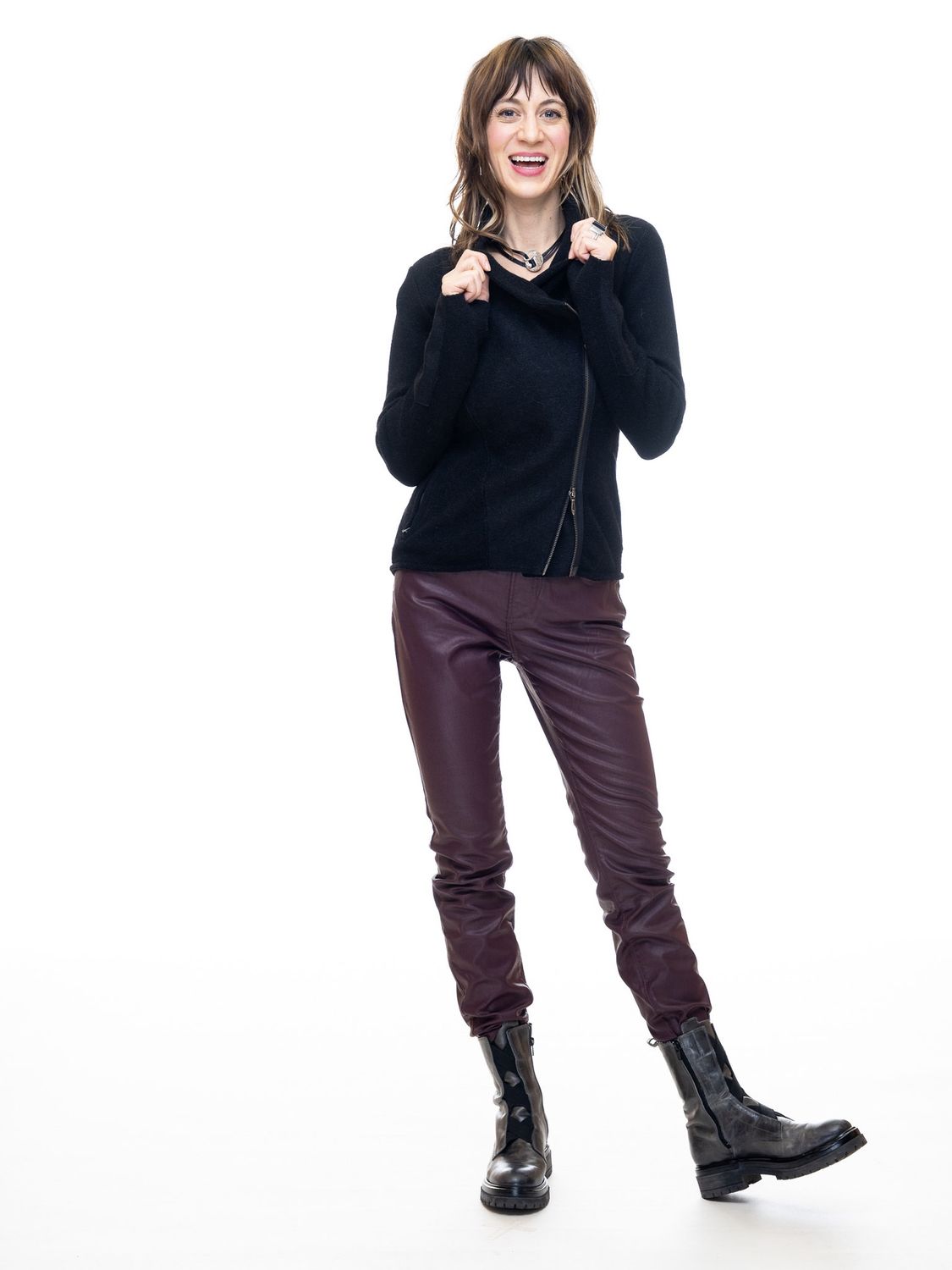 Cecilia Coated Skinny Jean, Color: Bordeaux, Size: 0