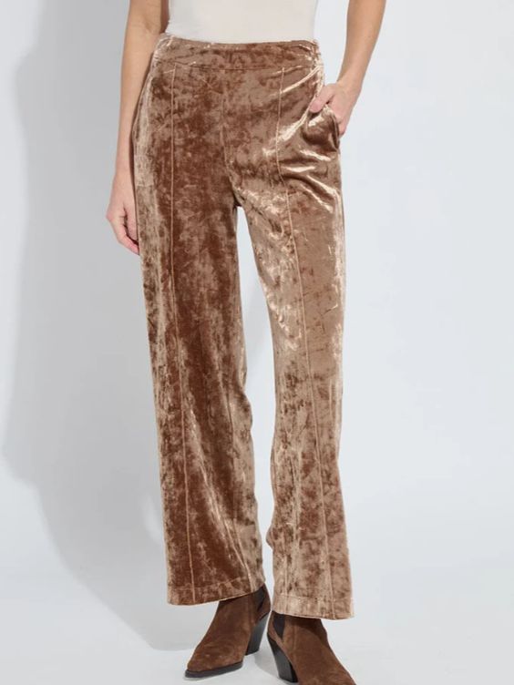 Shay Crushed Velvet Pant, Color: Lux Camel, Size: L