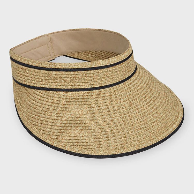 Lily Visor, Color: Beige/Black Stripe