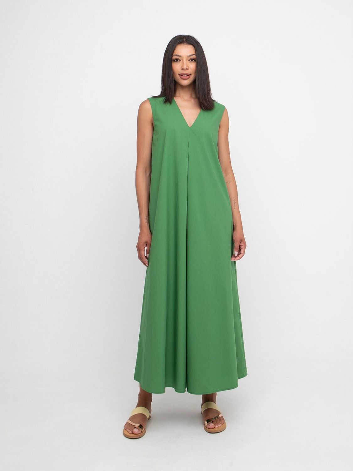 Jungle V-Neck Dress, Color: Green, Size: XS