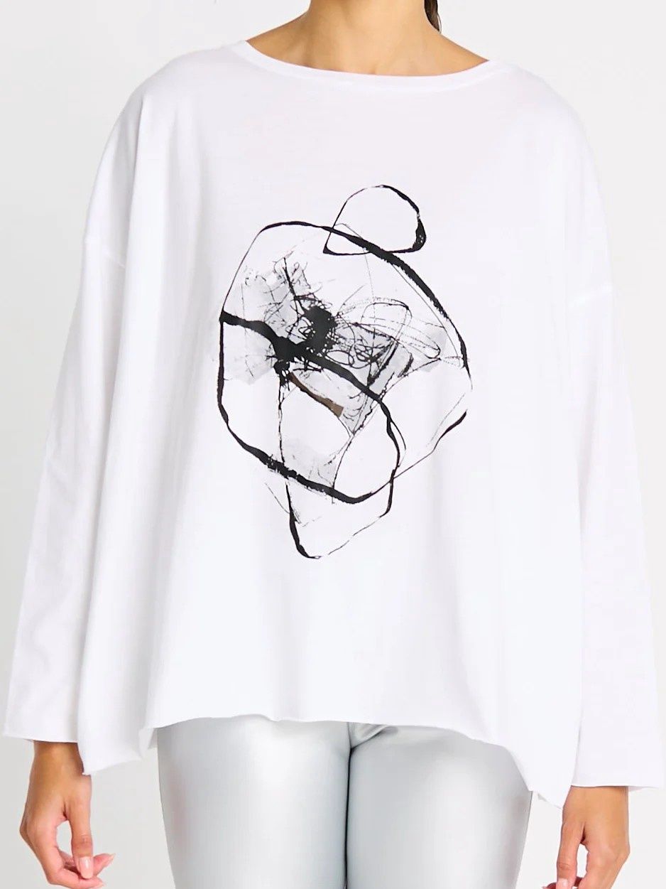 Scribble Graphic Tee, Color: White, Size: One Size
