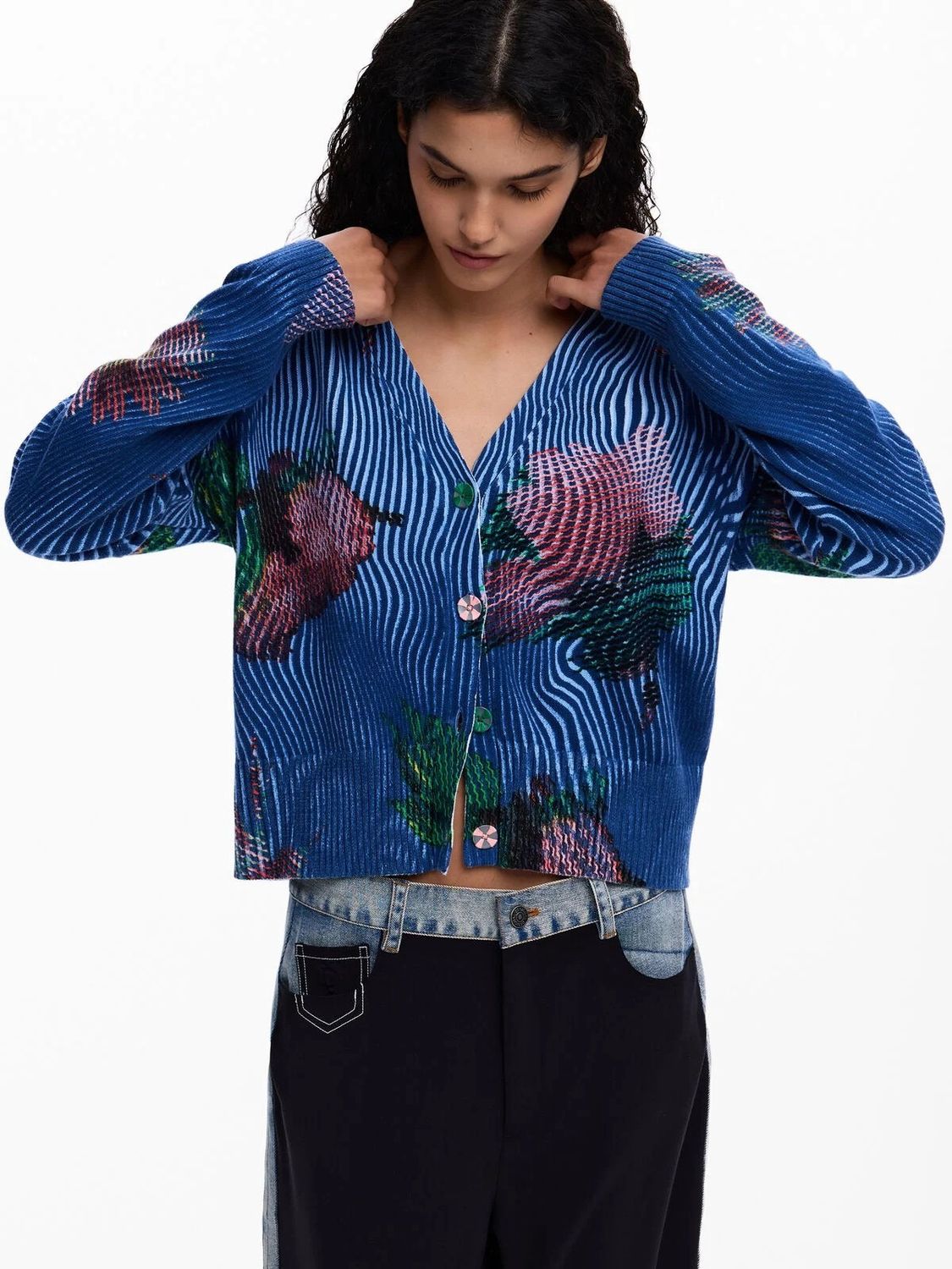 Floral Optic Illusion Cardigan