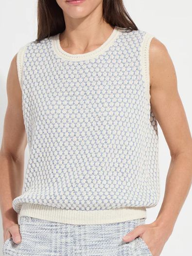 Claire Sweater Vest, Color: Ecru/Azzuro, Size: XS