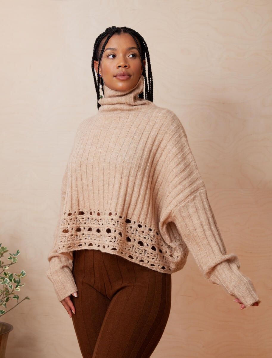 Halona Sweater, Color: Camel, Size: One size