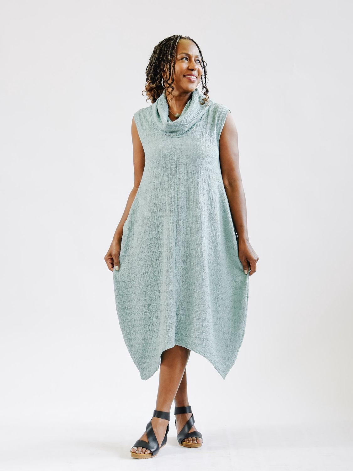 Nicole Cowl Dress, Color: Mint, Size: XS