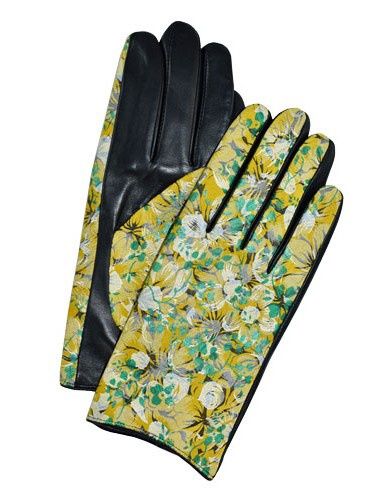 Dixie Leather Floral Glove, Color: Yellow/Black