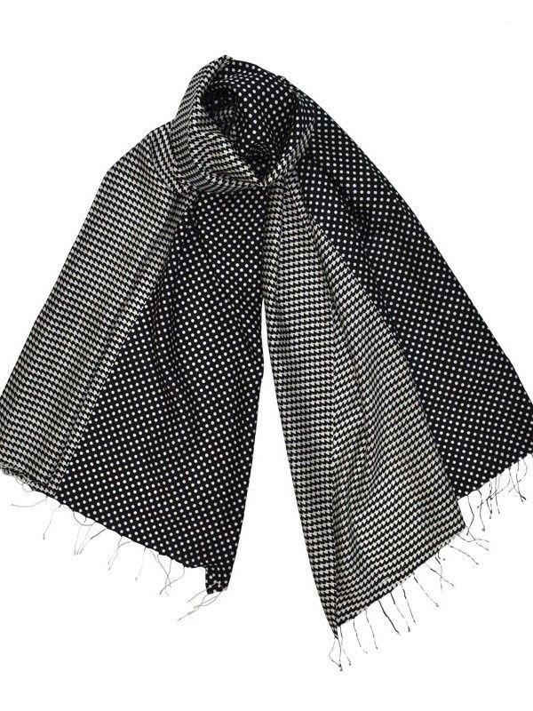 Twilight Handwoven Scarf, Color: Black/White