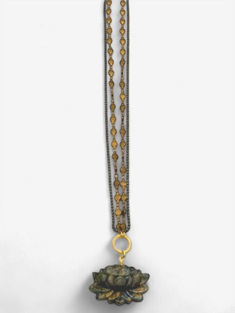 Gemstone Lotus Necklace