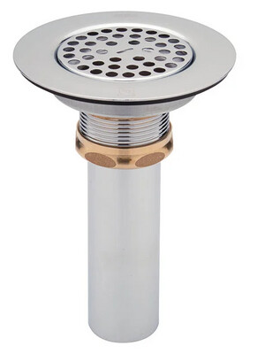 Zurn Elkay Z8739-PC 3&quot; Sink Drain with Flat Top Strainer, Brass Locknut, and 4&quot; Tailpiece