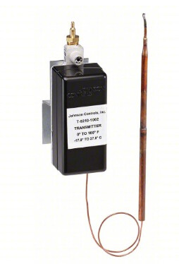 Johnson Controls T-5210-1001 Series T-5210 Pneumatic Temperature Transmitter, Copper Bulb with 5-1/2&quot; Capillary Element Style, 50-100°F Operating Range