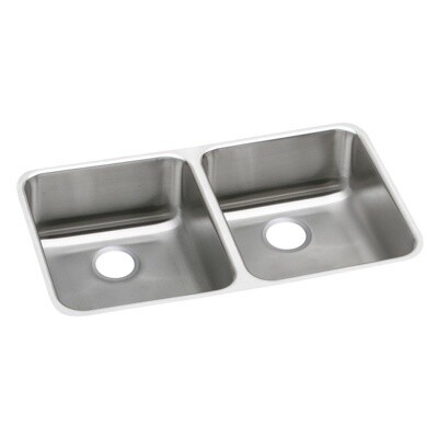 Elkay 18 Gauge Stainless Steel 30-3/4&quot; X 18-1/2&quot; X 4-3/8&quot; Lustertone Double Bowl Undermount Kitchen Sink