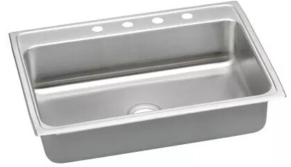 Elkay Lustertone® Classic Stainless Steel 31&quot; x 22&quot; x 5-1/2&quot; 4-Hole Single Bowl Drop-in ADA Sink