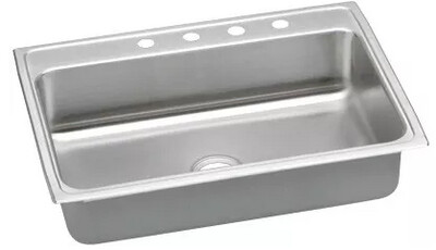 Elkay Lustertone® Classic Stainless Steel 31&quot; x 22&quot; x 5-1/2&quot; 4-Hole Single Bowl Drop-in ADA Sink